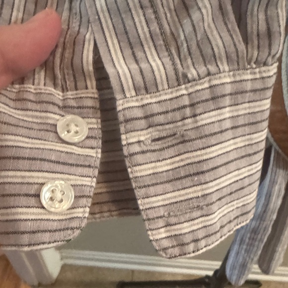 Elizabeth and James Striped Gray Dress with Tan Belt - Picture 3 of 9